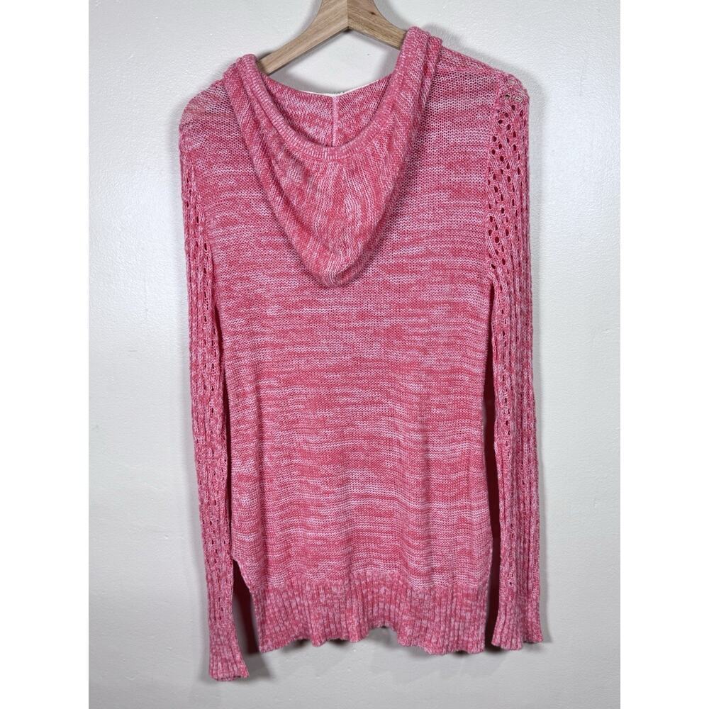 Roxy Womens Hoodie Sweater Open Knit Crochet Pink Beach Boho Large - Picture 5 of 7